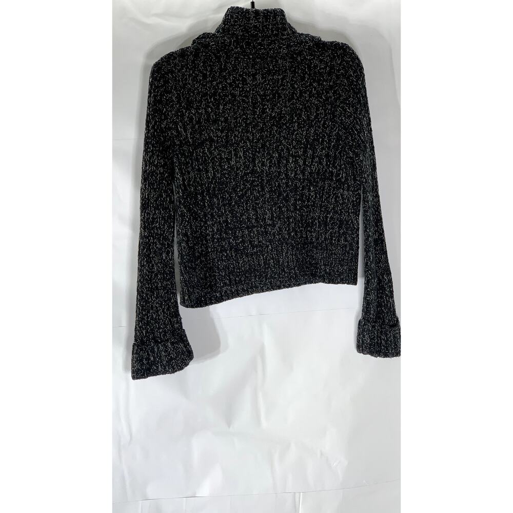 FREE PEOPLE Women's Black Twisted Cable Knit Cuffed Turtleneck Sweater SZ M - Picture 2 of 9